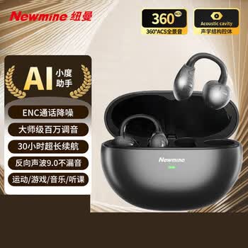 纽曼S6 Pro无线蓝牙6.0智能AI耳机 耳夹式骨传导概念开放式不入耳 流光紫【全新升级+蓝牙6.0无尽黑