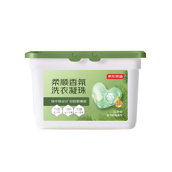 京东京造柔顺香氛洗衣凝珠34颗 浓缩洗衣液 除菌除螨持久留香珠 东方松柏
