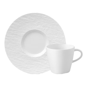 唯宝（Villeroy Boch）匠心岩咖啡杯套装高颜值下午茶杯碟礼盒陶瓷杯水杯情侣杯2杯2碟白