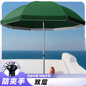 SINOLL 户外摆摊遮阳伞 2.8米双层墨绿【有底座】三层防风伞架