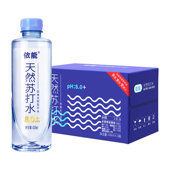 依能 天然苏打水 弱碱性pH8.0+ 无添加 420ml*15瓶 整箱装饮用天然水