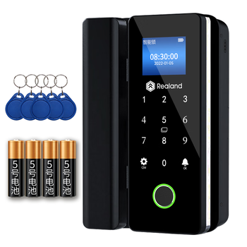 真地 Realand 玻璃门锁蓝牙指纹锁 办公室单双开玻璃门门禁密码锁配钥匙+电池+IC卡+可付费安装 ZD106