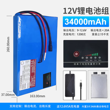 正鑫远 锂电池组伏大容量逆变器监控太阳能灯音箱拉网船户外电源 12V34Ah片形适合逆变器