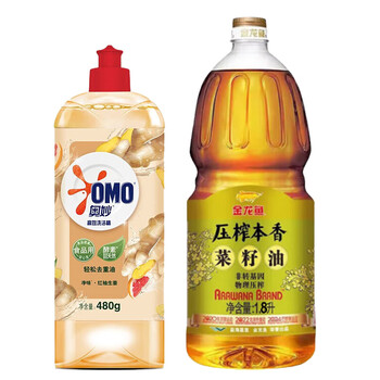 金龙鱼洗洁精生姜净味480G+金龙鱼非转基因本香菜籽油1.8L