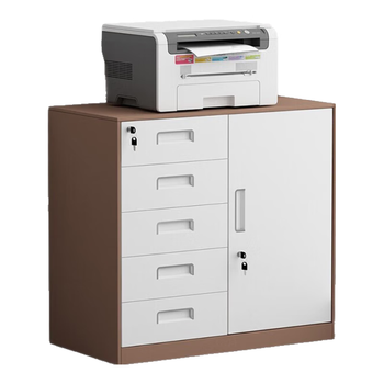 信京矮柜文件柜办公室抽屉柜打印机柜带锁储物柜   整装700偏五抽咖白