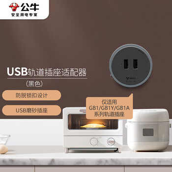 公牛（BULL）轨道插座/插线板/插排/排插/接线板/拖线板 2USB口适配器 GN-GSU 黑色