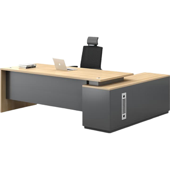 中伟（ZHONGWEI）老板桌现代简约总裁桌办公桌板式大班台经理桌主管桌2.2米含柜