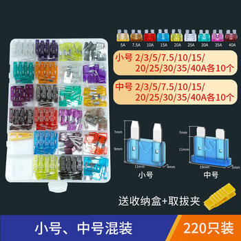 汇君 汽车保险丝保险片车用保险片插片4S店保险丝管套装 【小/中混装】-220片/盒