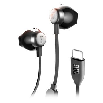 JBL TUNE 305C 有线耳机 Type-C接口 半入耳式耳机 电脑耳机 适用于USB-C 送朋友礼物推荐 黑色