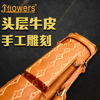 J.flowers牛皮C03f台球杆盒JF杆箱6孔六孔杆桶台球杆杆包大头杆装球杆包