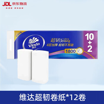 维达（Vinda） 厚实超韧无芯卫生纸卷纸 原生木浆4层加厚150g*12卷*4提 V4459