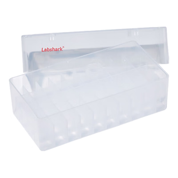 LABSHARK 冻存管盒塑料冷冻管盒PCPP防水纸质低温样品管盒细胞冻存盒翻盖连盖 【PP】100孔透明矮