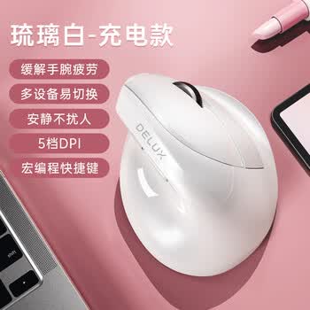 多彩（Delux）M618mini无线鼠标 蓝牙鼠标 人体工程学 立式垂直 双模可充电 办公笔记本电脑 轻音按键 白色