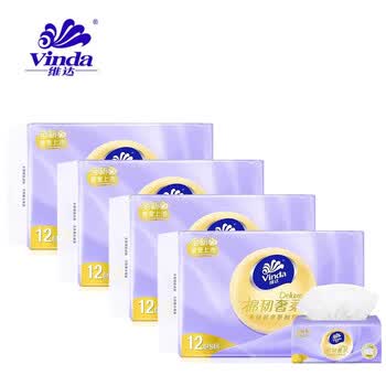 维达（Vinda）【好评榜TOP】棉韧奢柔3层抽取式纸面巾80抽12包S码V2901A×4提