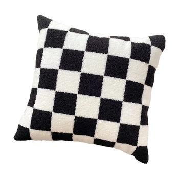 艾薇抱枕沙发靠垫汽车靠枕床上靠背垫抱枕套含抱枕芯45*45棋盘格黑
