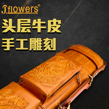 J.flowers牛皮G01台球杆盒JF杆箱6孔六孔杆桶台球杆杆包大头杆装球杆包