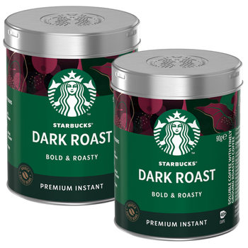 星巴克（Starbucks）0糖低脂精品速溶黑咖啡 阿拉比卡豆办公提神组合深烘90g*2罐