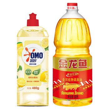 金龙鱼洗洁精柠檬去油480G+金龙鱼黄金比例稻谷调和油1.8L