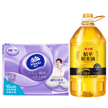 维达（Vinda）【食用油+抽纸】【推荐】精萃稻米油 5L+V2866A抽纸100抽10包 
