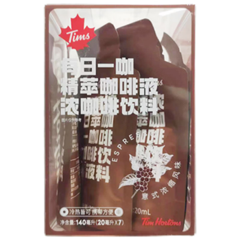 Tim HortonsTims精萃咖啡液 速溶美式咖啡浓缩液 意式浓缩风味 20ml*7袋