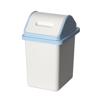 汉世刘家垃圾桶摇盖式12L方形白蓝色有盖大号翻盖纸篓