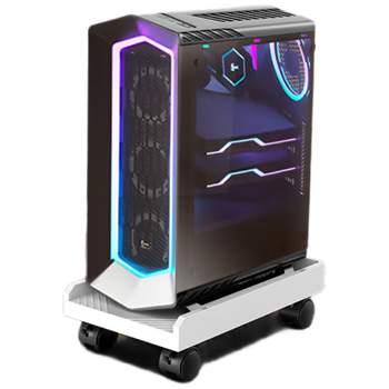 佳翼（JEYI）电脑主机箱移动托架 台式主机箱架主机托盘机箱架 白色四个轮子带锁扣