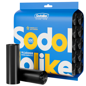 Sodolike尚岛平口垃圾袋黑色45*50cm600只0.8丝点断式厨房卧室客厅