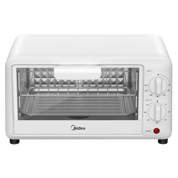 美的 电烤箱迷你容量10L极简操作60-230℃宽幅调温上下加热金属烤管 PT10X1