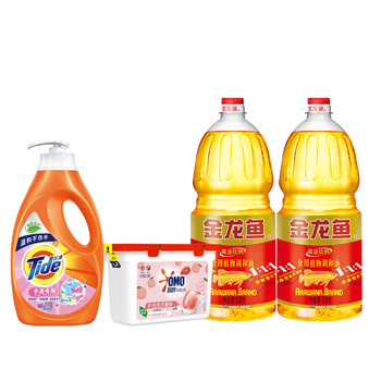 奥妙（OMO）白桃洗衣凝珠+洗衣液+黄金比例稻谷调和油1.8L（非转基因）×2