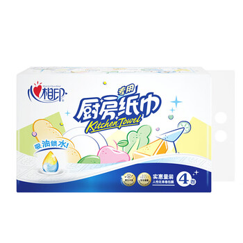 心相印（Mind Act Upon Mind） 4粒装/提60节无印花厨房纸巾*12提 KT403