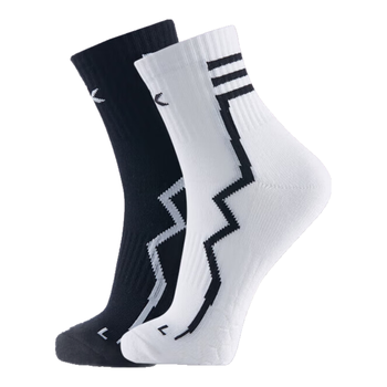 kawasaki川崎羽毛球袜跑步透气男女款运动袜B6340(两双装) 星河黑/星河白
