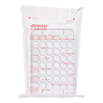 比克曼生物 细胞培养板一次性圆底带盖独立装透明 48孔有盖 1个