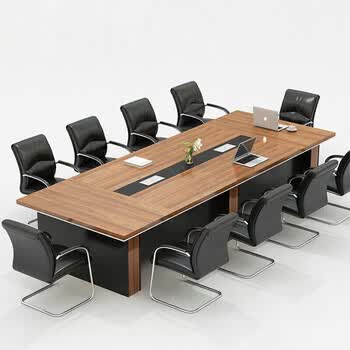 圣黎简约会议桌长桌加厚款办公桌培训开会长条桌椅组合2.4米桌+8把椅