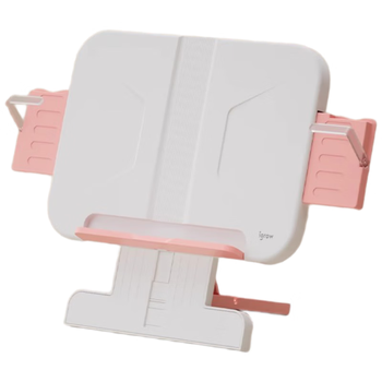 爱果乐爱果乐阅读架学生书架写字书夹支架伸缩书立夹固定书本收纳架多功能可调节读书架 两用升降款 粉