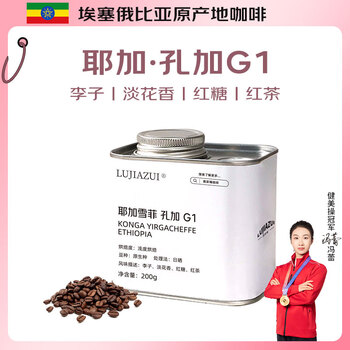 LUJIAZUI鹿家嘴埃塞耶加雪菲 孔加G1原生种浅度烘焙手冲单品咖啡豆200g