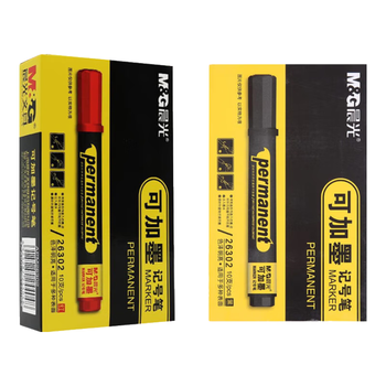 晨光(M&G) 可加墨单头记号笔 大容量防水大头笔 快干油性马克笔 黑色10支+红色10支 APM26302