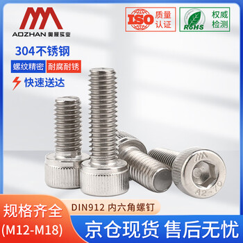 奥展实业（AOZHAN）304不锈钢DIN912内六角全牙螺钉 M16 *160 1颗/包