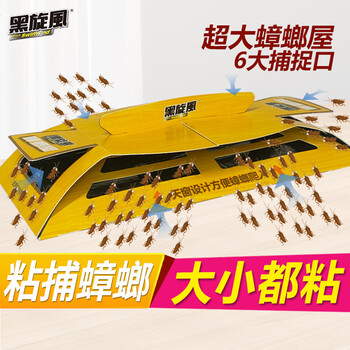 黑旋风蟑螂药蟑螂屋贴强力粘胶饵粘贴板小屋诱饵诱捕器去蟑螂神器6个