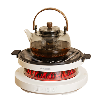 GLASSLOCK盖朗仿真碳火围炉煮茶套装春季户外露营野餐烧水煮茶炉全玻璃0胶水养生花茶壶恒温煮茶器电陶炉