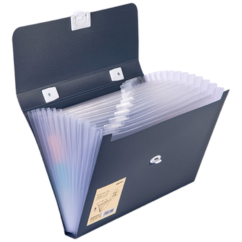 得力（deli）13格A4手提风琴包多层文件夹 乐素系列学生试卷资料收纳 办公文件保护 小学初中高中 深蓝72593