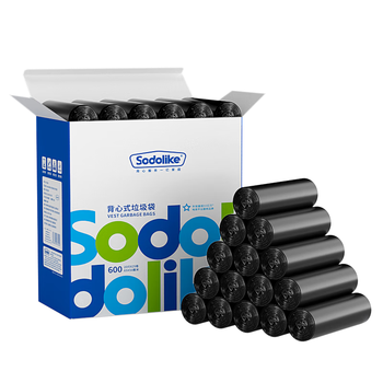 Sodolike尚岛背心垃圾袋黑色50*65cm600只单面1丝点断式手提家用大号