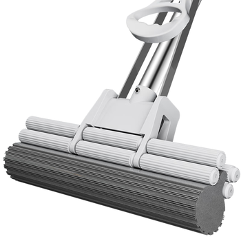 百世优品 双排滚轮胶棉拖把27cm1头家用一拖净免手洗2025懒人拖把海绵吸水