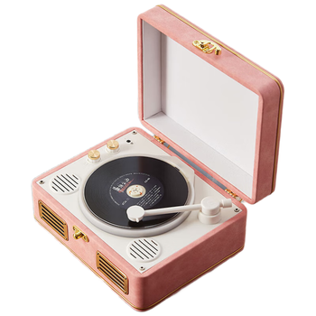 万利达（Malata）一体式CD机 CD播放机 唱片机造型 蓝牙音响 蓝牙cd机 桌面音响 颜值复古音响 粉色