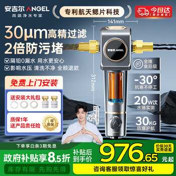 安吉尔前置过滤器家用入户防爆6T大通量30微米精滤仿鳃叠片式抗污旋转冲净水器J3423-SDG-4000 安吉尔前置过滤器家用入户防爆6T大通量30微米精滤仿鳃叠片式抗污旋转冲净水器J3423-SDG-4000
