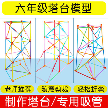 舜江 六年级下册塔台模型搭建20厘米cm实验手工专用吸管小学制作材料