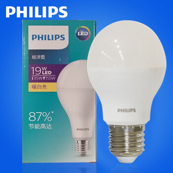 
                                        飞利浦（PHILIPS） 灯泡LED灯泡球泡节能灯泡3W/5W/7W节能灯光源E27大口 19W黄光一只装                