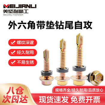 美坚利精工（MEIJIANLI） 知名大牌外六角钻尾丝M5.5全规格 国标 钻尾丝燕尾丝自攻自钻螺丝彩钢瓦钉外六角燕尾丝 5.5*25（30个）