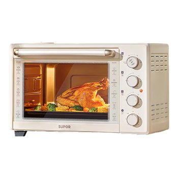 苏泊尔（SUPOR）家用多功能电烤箱38L容量 热风循环空气炸锅蒸汽嫩炸烤 独立加热搪瓷OJ38AK821
