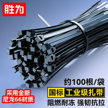 胜为自锁式尼龙塑料扎带大号 3.6*300mm 100根/袋 桌面网线电话线收纳带卡扣理线捆扎束线带CGZ4301G