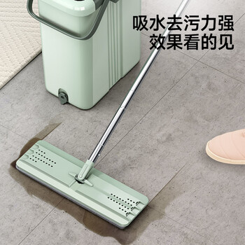五月花平板拖把38CM2块布刮刮桶家用一拖净吸水拖把免手洗墩布神器 五月花平板拖把38CM2块布刮刮桶家用一拖净吸水拖把免手洗墩布神器